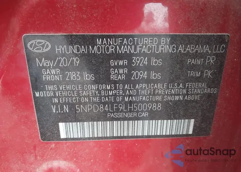 2020 Hyundai Elantra Sel from USA, damaged, VIN 5NPD84LF9LH500988
